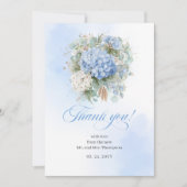 Charming Blue Hydrangeas Eucalyptus Wedding thanks Dankeskarte (Vorderseite)