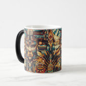 Charming Blue "Mesoamerican Motif" Morphing Tasse (Vorderseite Links)