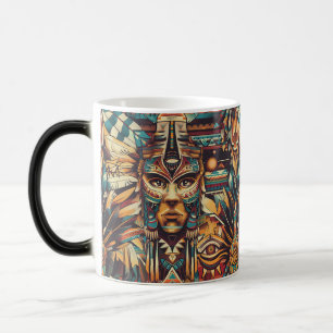 Charming Blue "Mesoamerican Motif" Morphing Tasse