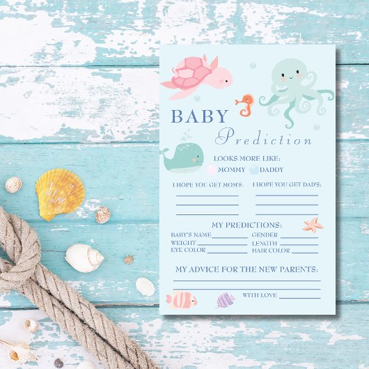 Charming Blue Nautical Baby Guessing Game Card Flyer
