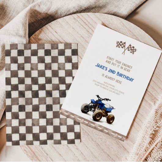 Charming Blue Quad Bike Einladung Geburtstag