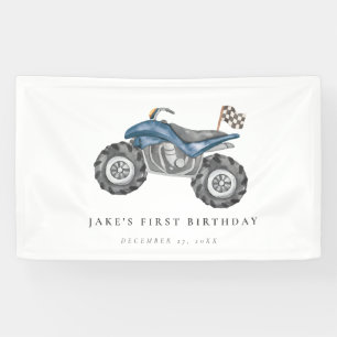 Charming Blue Quad Bike Geburtstag Banner