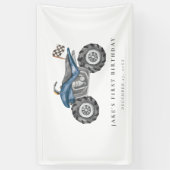 Charming Blue Quad Bike Geburtstag Banner (Vertikal)