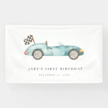 Charming Blue Race Car Birthday
