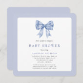 Charming Blue Ribbon Bow Boy Couples Baby Dusche Einladung (Vorne/Hinten)