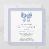 Charming Blue Ribbon Bow Boy Couples Baby Dusche Einladung (Vorderseite)