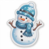 Charming Blue Snowman zu Weihnachten Aufkleber (Vorderseite)