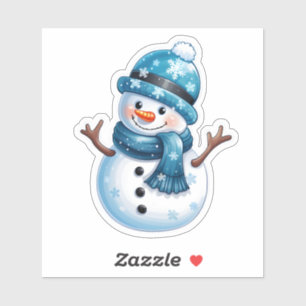 Charming Blue Snowman zu Weihnachten Aufkleber