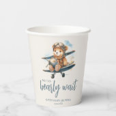 Charming Blue Teddy Bear Boy Baby Dusche Pappbecher (Rückseite)