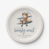 Charming Blue Teddy Bear Boy Baby Dusche Pappteller (Vorderseite)