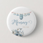 Charming Blue Watercolor Babykleidung Blumenommy Button (Vorderseite)