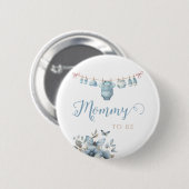 Charming Blue Watercolor Babykleidung Blumenommy Button (Vorne & Hinten)