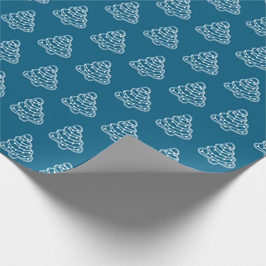 Charming Blue & White Christmas Tree Cookie Geschenkpapier (Ecke)