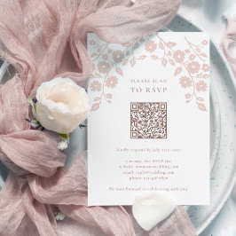 Charming Blush Folk Blume Floral QR Code RSVP Karte