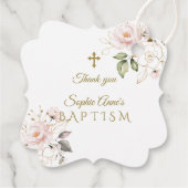 Charming Blush Gold Blume Gold Cross Taufe Geschenkanhänger (Rückseite)