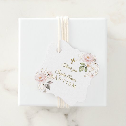 Charming Blush Gold Blume Gold Cross Taufe Geschenkanhänger (Beispiel)