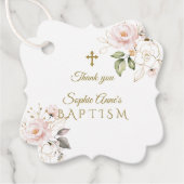 Charming Blush Gold Blume Gold Cross Taufe Geschenkanhänger (Vorderseite)