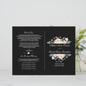 Charming Blush White Floral Black Wedding Programm (Stehend Vorderseite)
