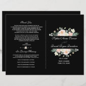 Charming Blush White Floral Black Wedding Programm (Vorne/Hinten)