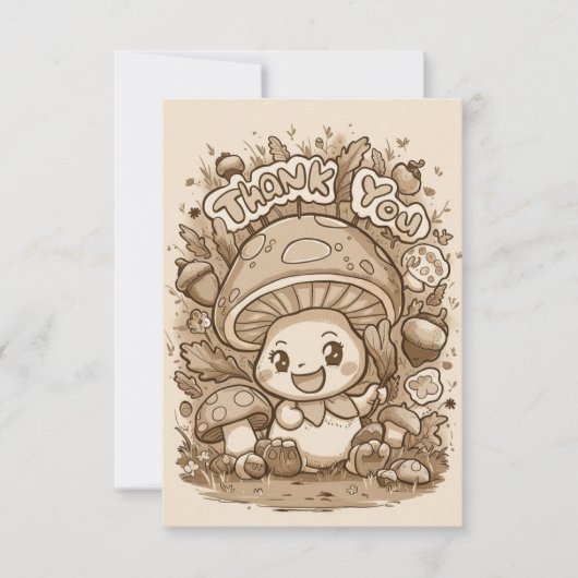 Charming Boho Mushroom Vielen Dank Dankeskarte (Vorderseite)