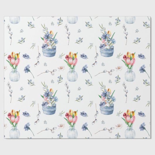 Charming Boho Wasserfarbe Frühlingsblumenmuster Mu Geschenkpapier (Flach)