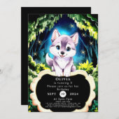 Charming Boho Woodland Wolf Geburtstag Einladung (Vorne/Hinten)