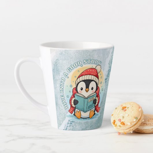 Charming Bookish Penguin Cozy Latte Coffee Mug Milchtasse (Beispiel)