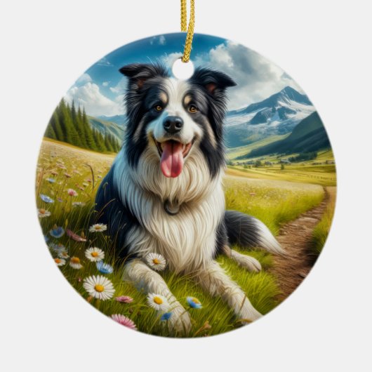 Charming Border Collie Dog Keepsake Keramik Ornament (Vorne)