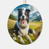 Charming Border Collie Dog Keepsake Keramik Ornament (Links)