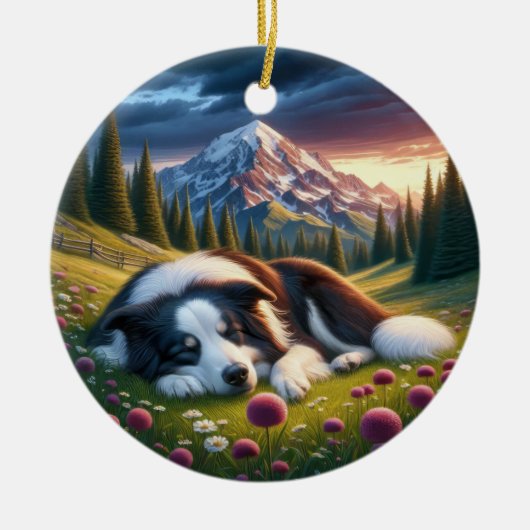 Charming Border Collie Dog Keepsake Keramik Ornament (Vorne)