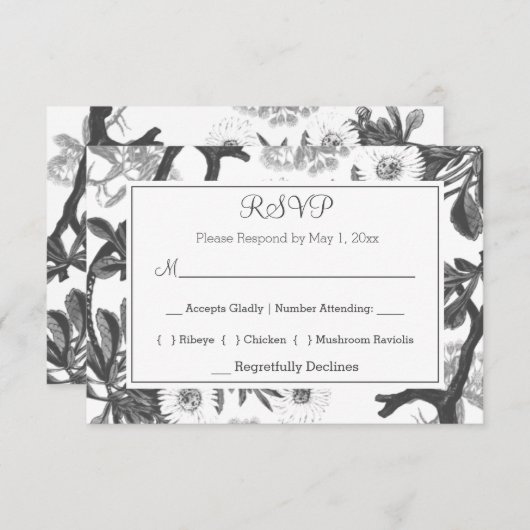 Charming Botanisch RSVP Karte (Vorne/Hinten)