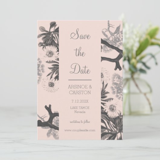 Charming Botanische Hochzeit Save The Date (Stehend Vorderseite)