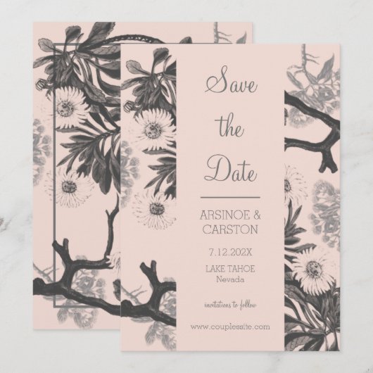 Charming Botanische Hochzeit Save The Date (Vorne/Hinten)