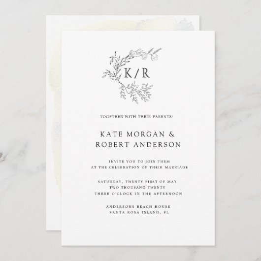 Charming Botanische Monographie Einladung (Vorne/Hinten)