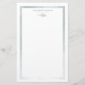 Charming Botanisches Silber Monogram Stationer Briefpapier (Vorderseite)