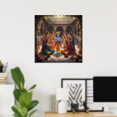 Charming Bright Bala Krishna mit Gopis Poster (Heimbüro)