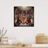 Charming Bright Bala Krishna mit Gopis Poster (Küche)