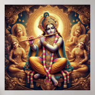 Charming Bright Detailed Murlimanohar Sri Krishna Poster