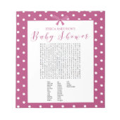 Charming Bright Pink Baby Dusche Word Finde Spiel Notizblock (Vorderseite)