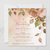 Charming Brown Floral Watercolor Effect Funeral  Einladung (Vorderseite)
