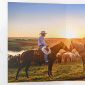 Charming Brush Script Foto Hochzeit Dreifach Gefaltete Einladung (Innen Erste Seite)