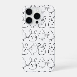 CHARMING BUNNIES AND CHICKS ILLUSTRATION iPhone 16 PRO HÜLLE