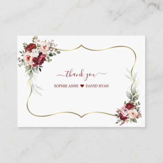 Charming Burgund Blume QR Code Hochzeit Begleitkarte (Rückseite)