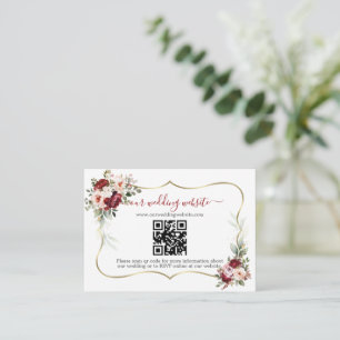 Charming Burgund Blume QR Code Hochzeit Begleitkarte