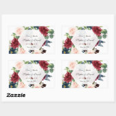 Charming Burgundy Floral Hexagon Rahmen Wedding Rechteckiger Aufkleber (Blatt)