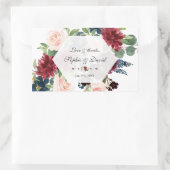 Charming Burgundy Floral Hexagon Rahmen Wedding Rechteckiger Aufkleber (Tasche)