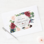 Charming Burgundy Floral Hexagon Rahmen Wedding Rechteckiger Aufkleber (Umschlag)