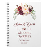Charming Burgundy Marsala Floral Wedding Planner Notizblock (Vorderseite)