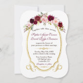 Charming Burgundy Marsala Hochzeit im Herbst Einladung (Vorderseite)