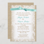 Charming Burlap Bows und Lace Einladung (Vorne/Hinten)